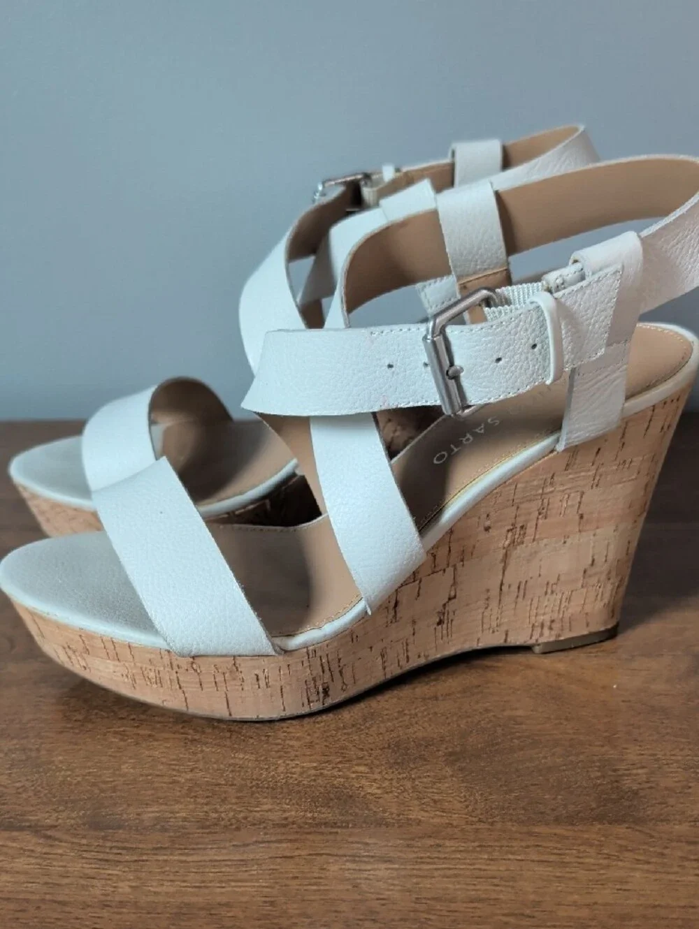Franco Sarto White Cork Wedge Espadrilles